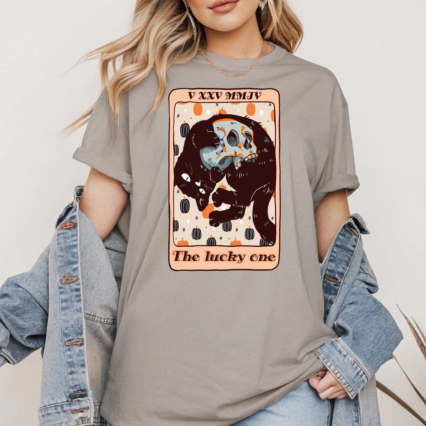 The Lucky One - Halloween Black Cat Tarot Tee