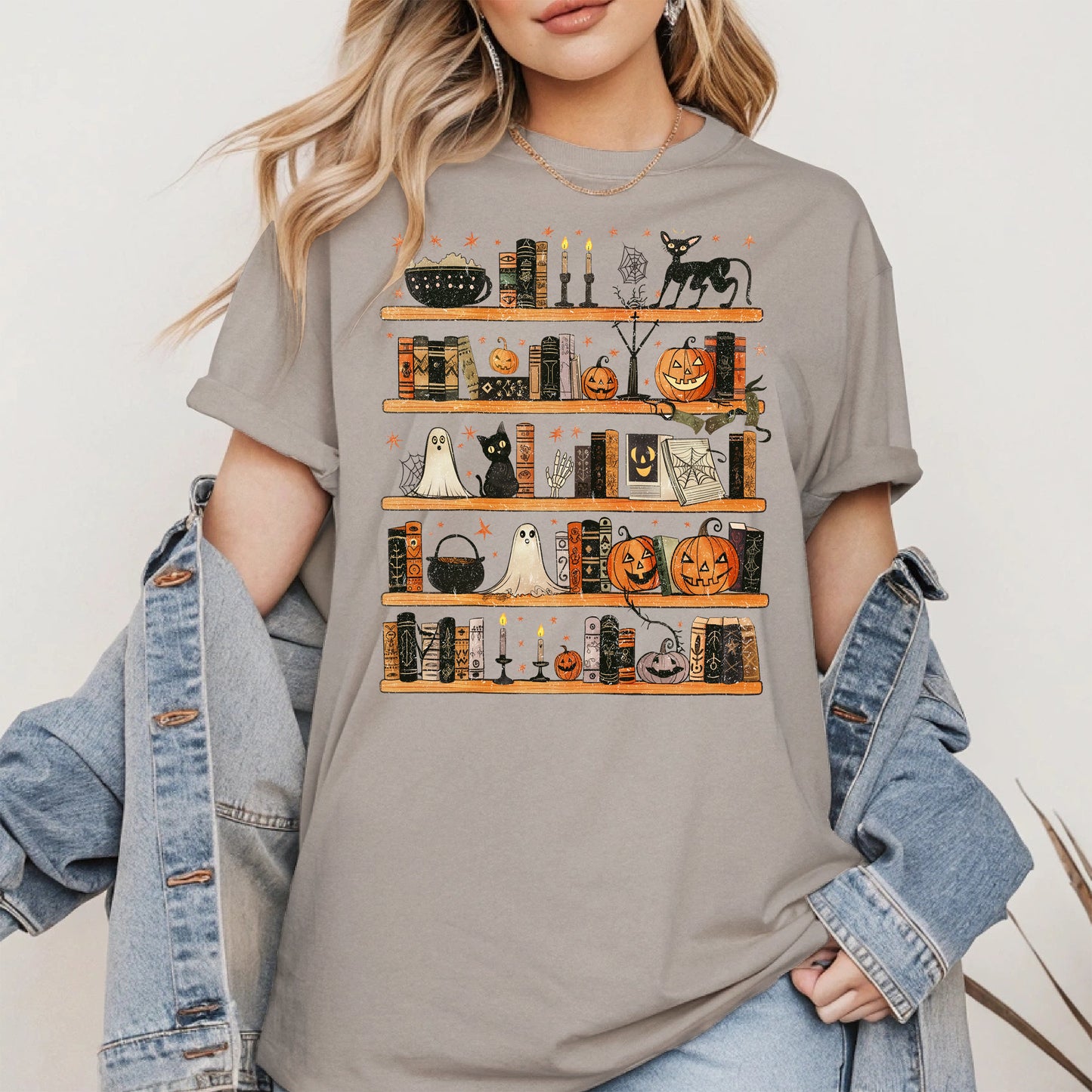 Haunted Bookshelf Halloween Shirt