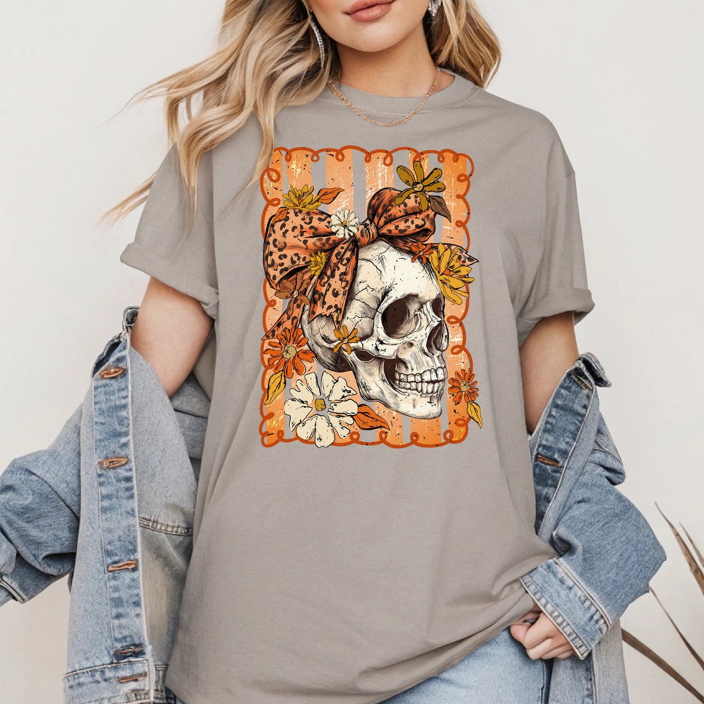 Skull Fall Bow halloween shirt