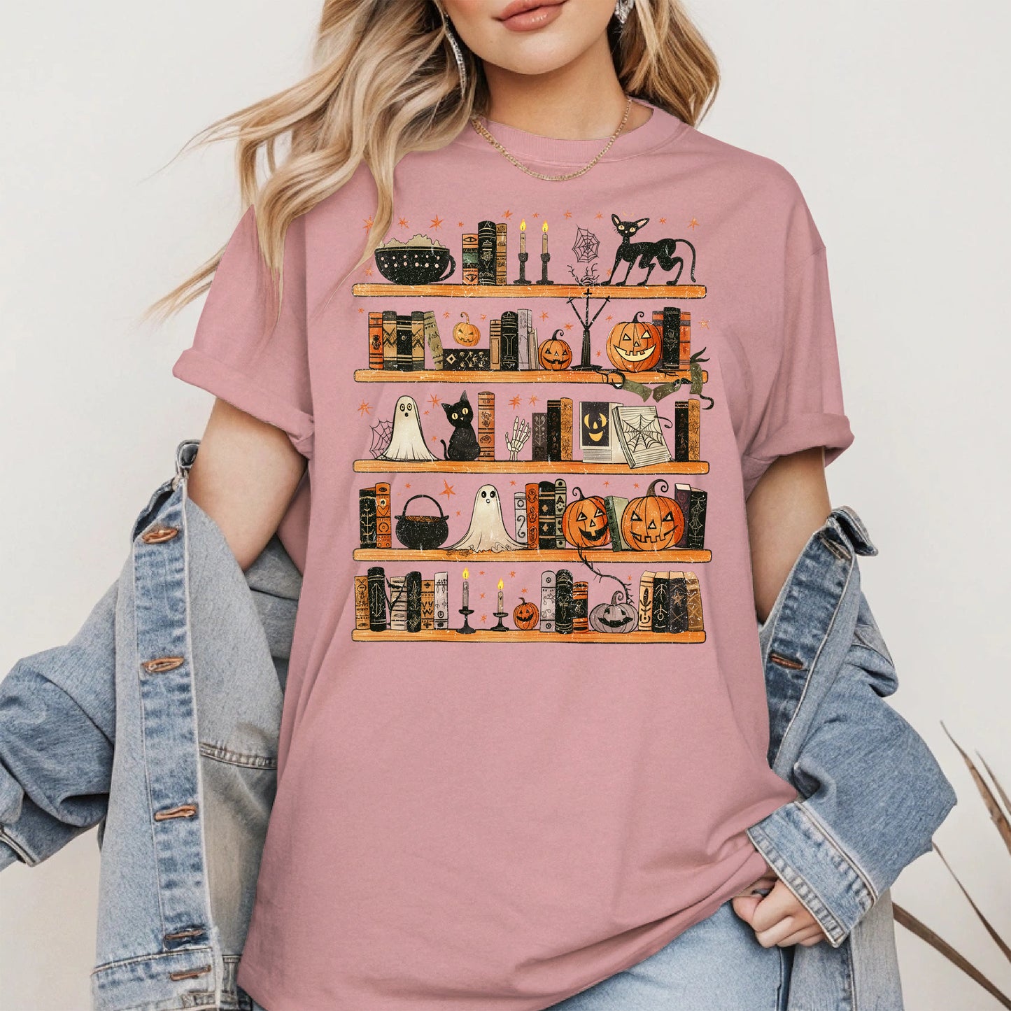 Haunted Bookshelf Halloween Shirt