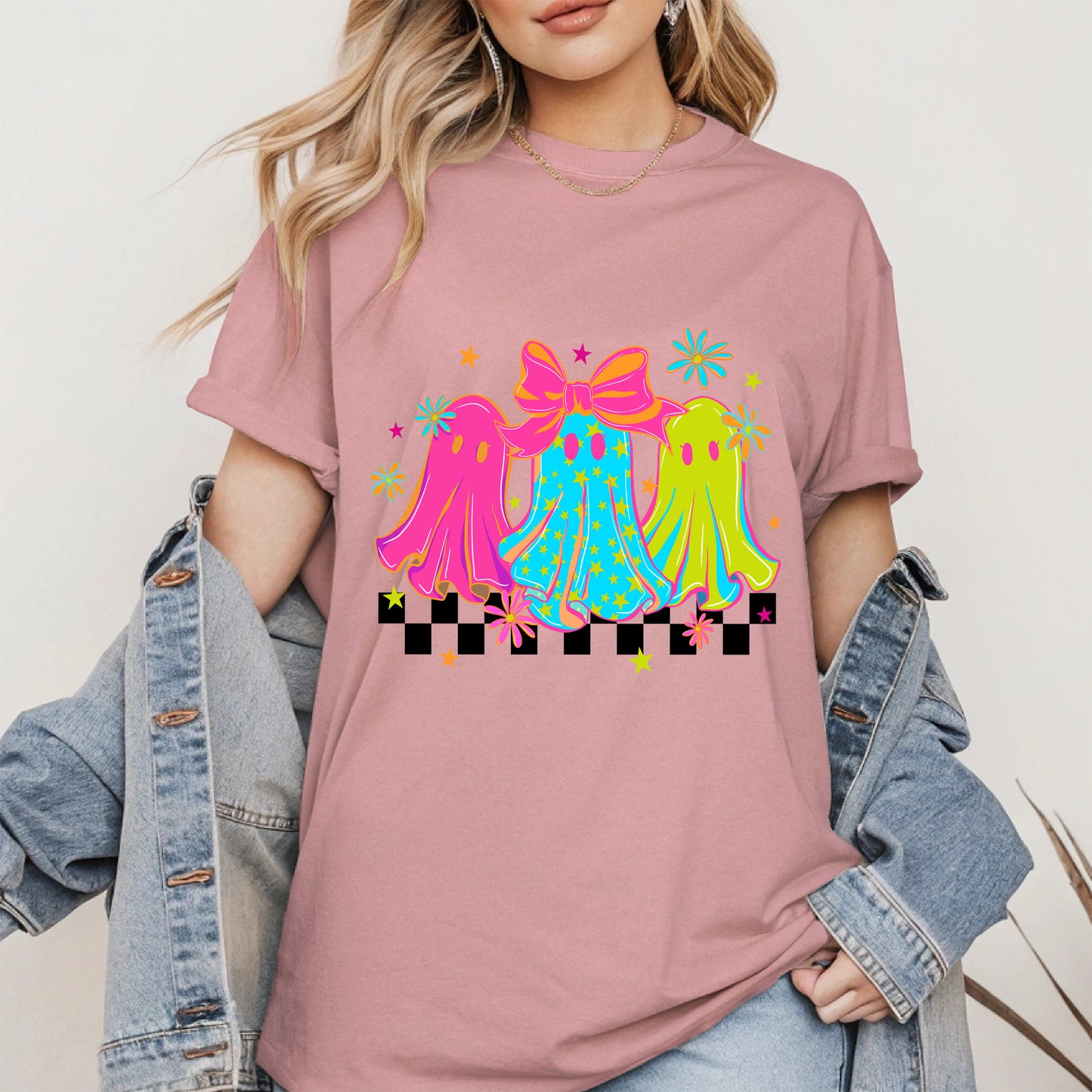 Retro Neon Cute Ghost halloween shirt