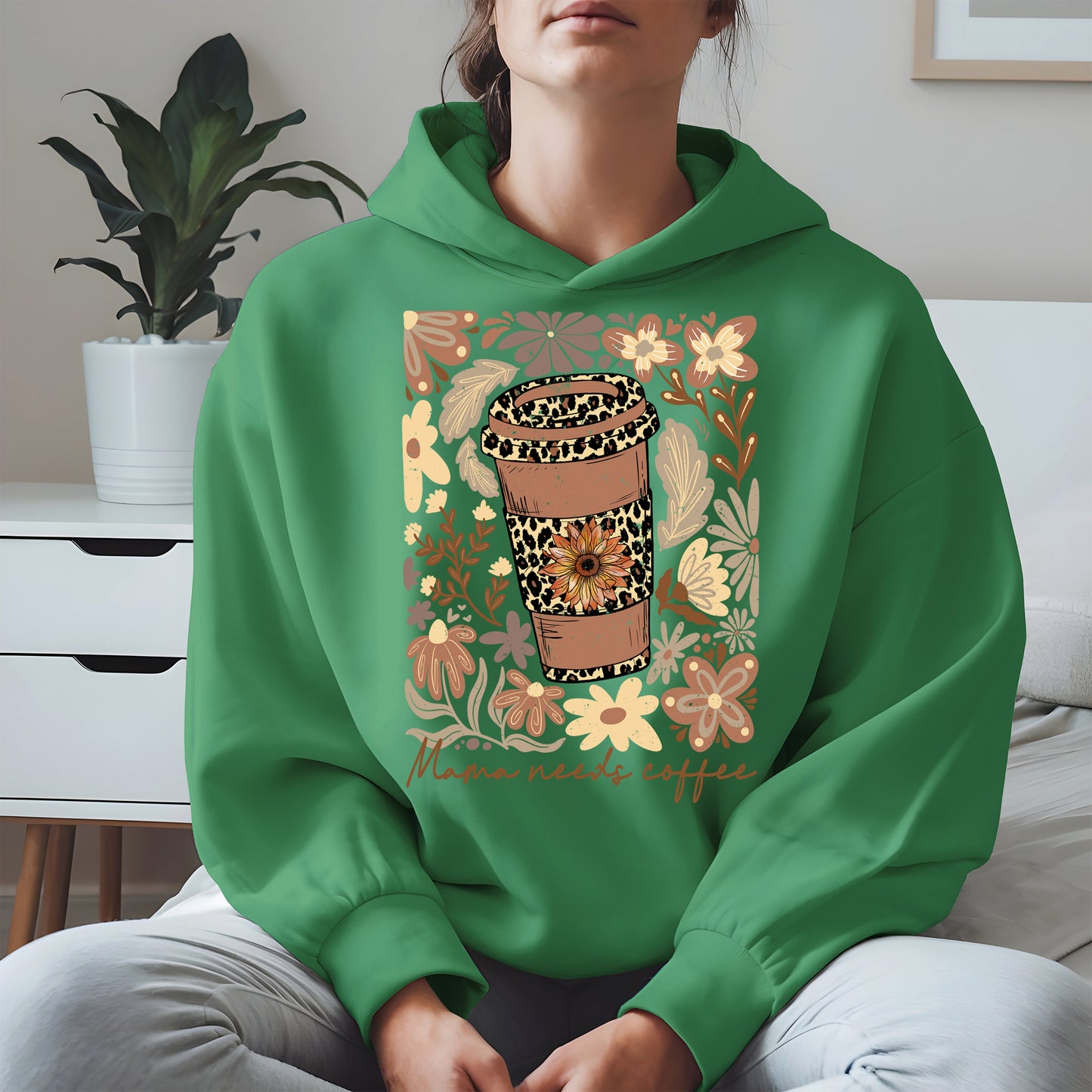 Leopard Print Floral Coffee Cup Mom Shirt