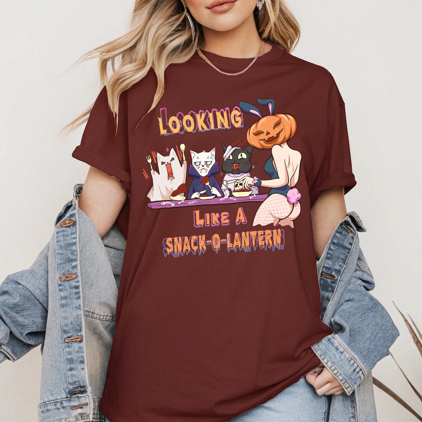 Snack-O-Lantern Halloween Cat Tee