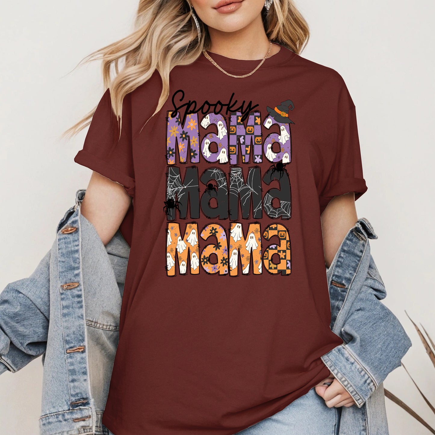 Halloween Mama Shirt - Ghosts and Spooky Patterns
