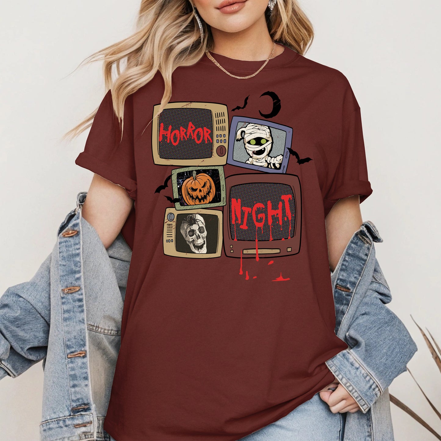 Horror Night Retro TV Halloween Shirt