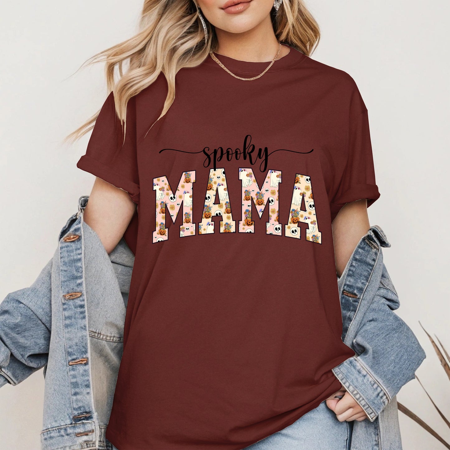 Halloween Mama Shirt for Moms Cute Ghost