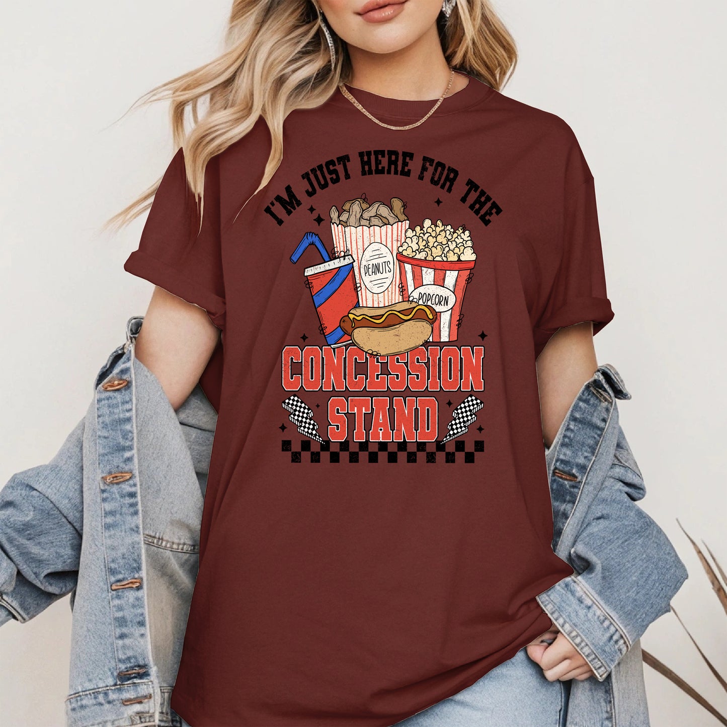Concession Stand Sport Shirt Hoodie Sweatshirt with Snack Bar Design