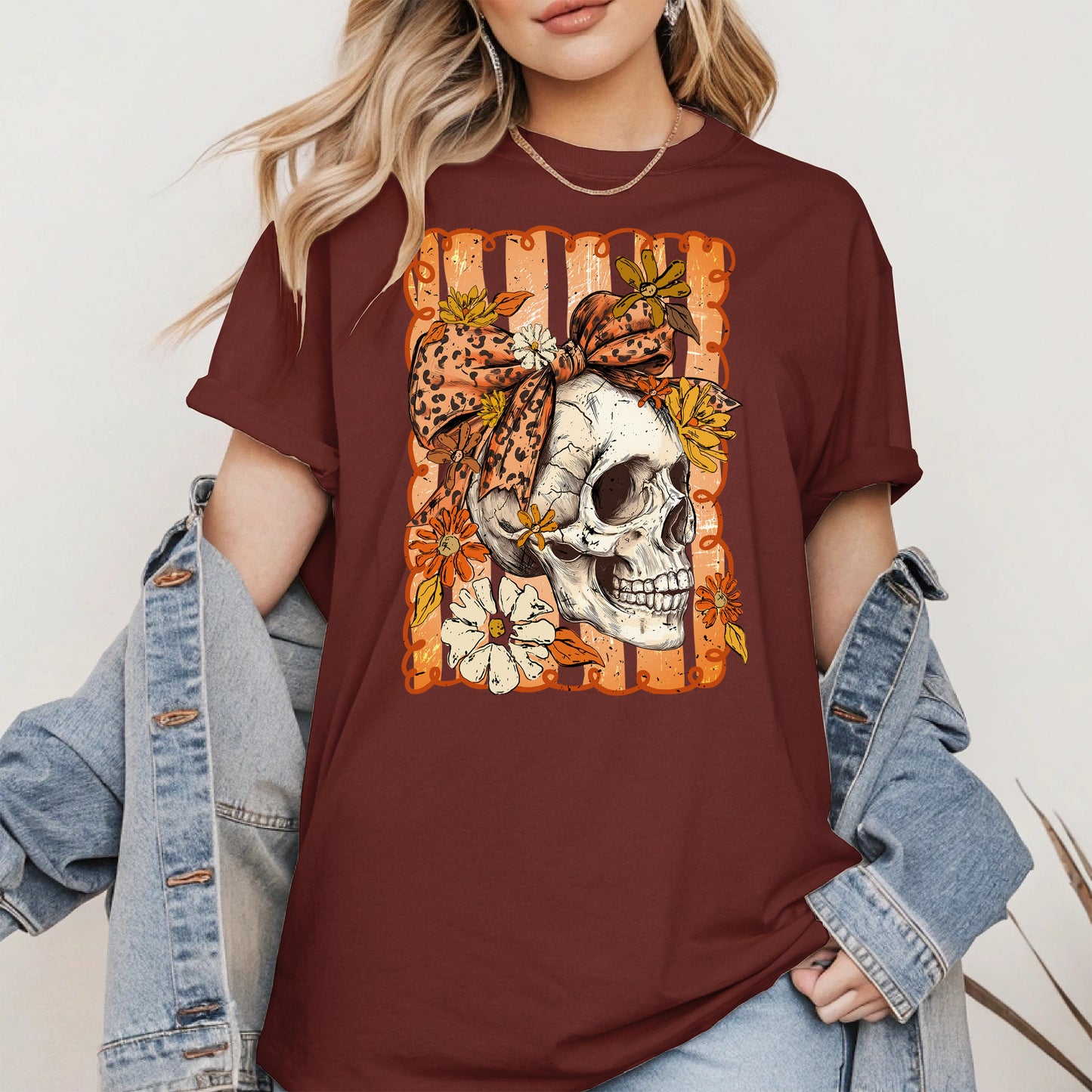 Skull Fall Bow halloween shirt