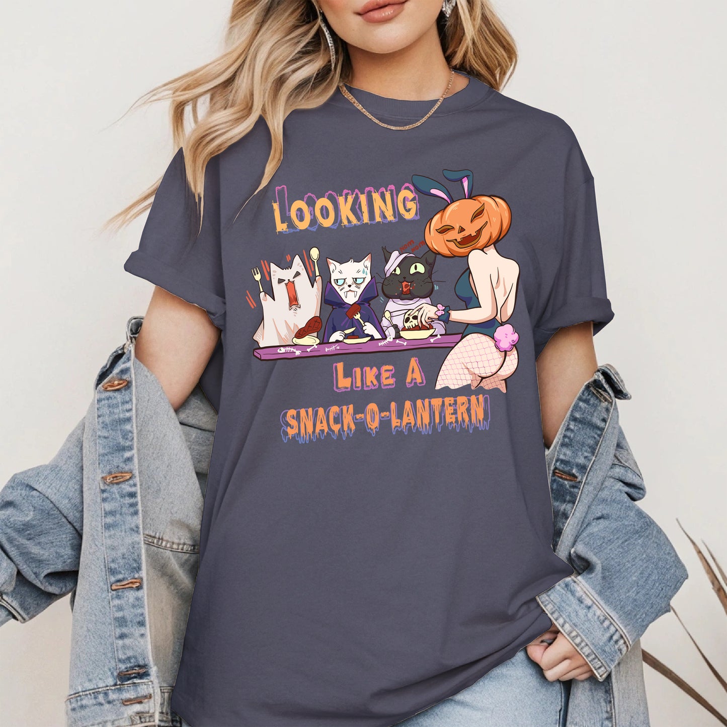 Snack-O-Lantern Halloween Cat Tee