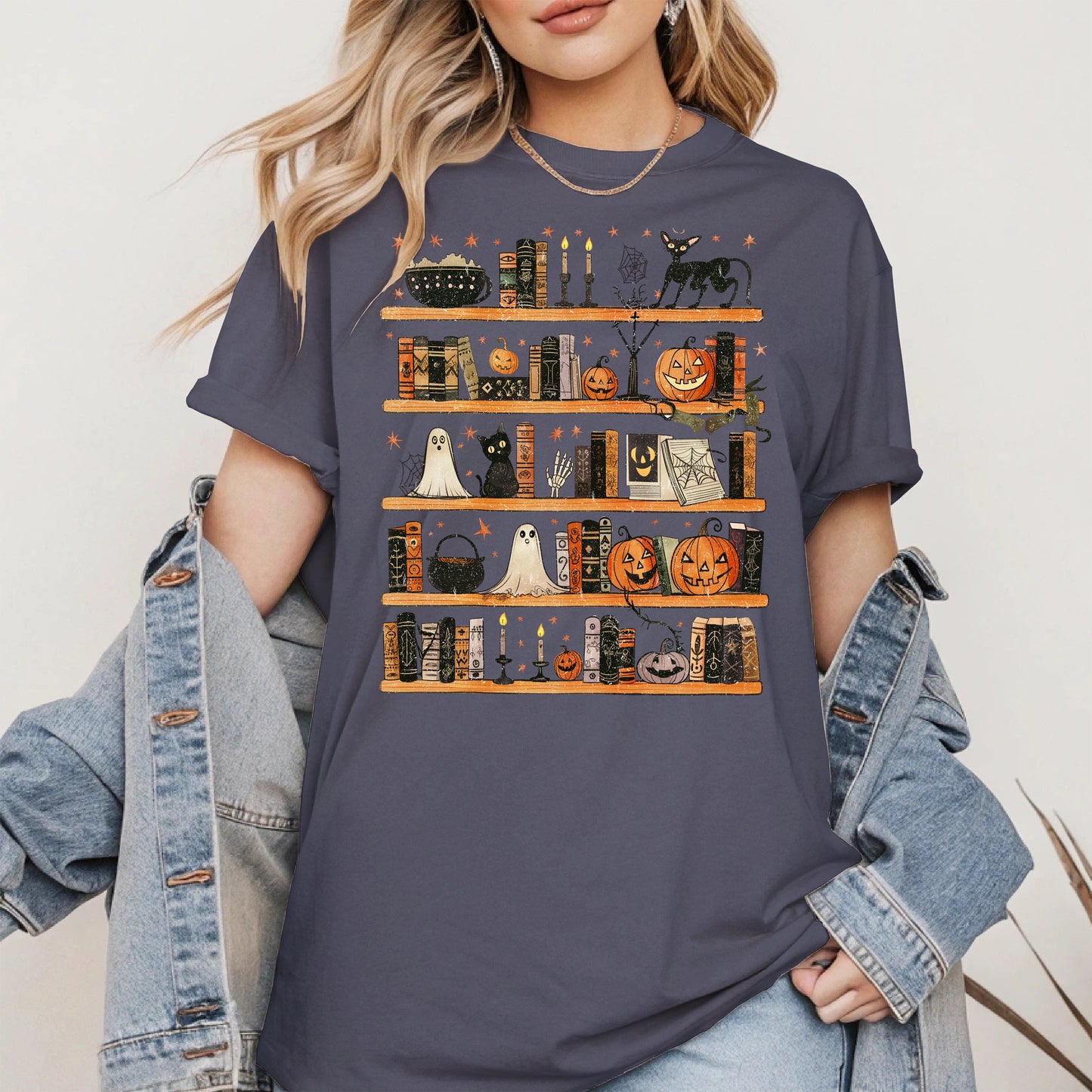 Haunted Bookshelf Halloween Shirt