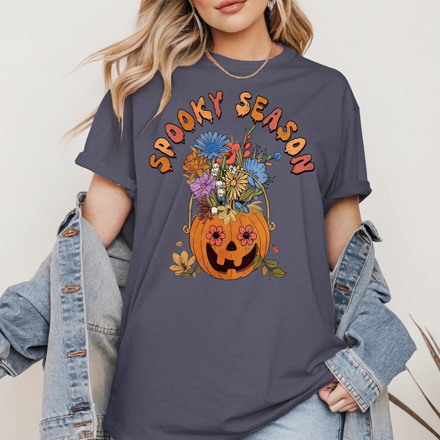 Floral Pumpkin Spooky Season Shirt