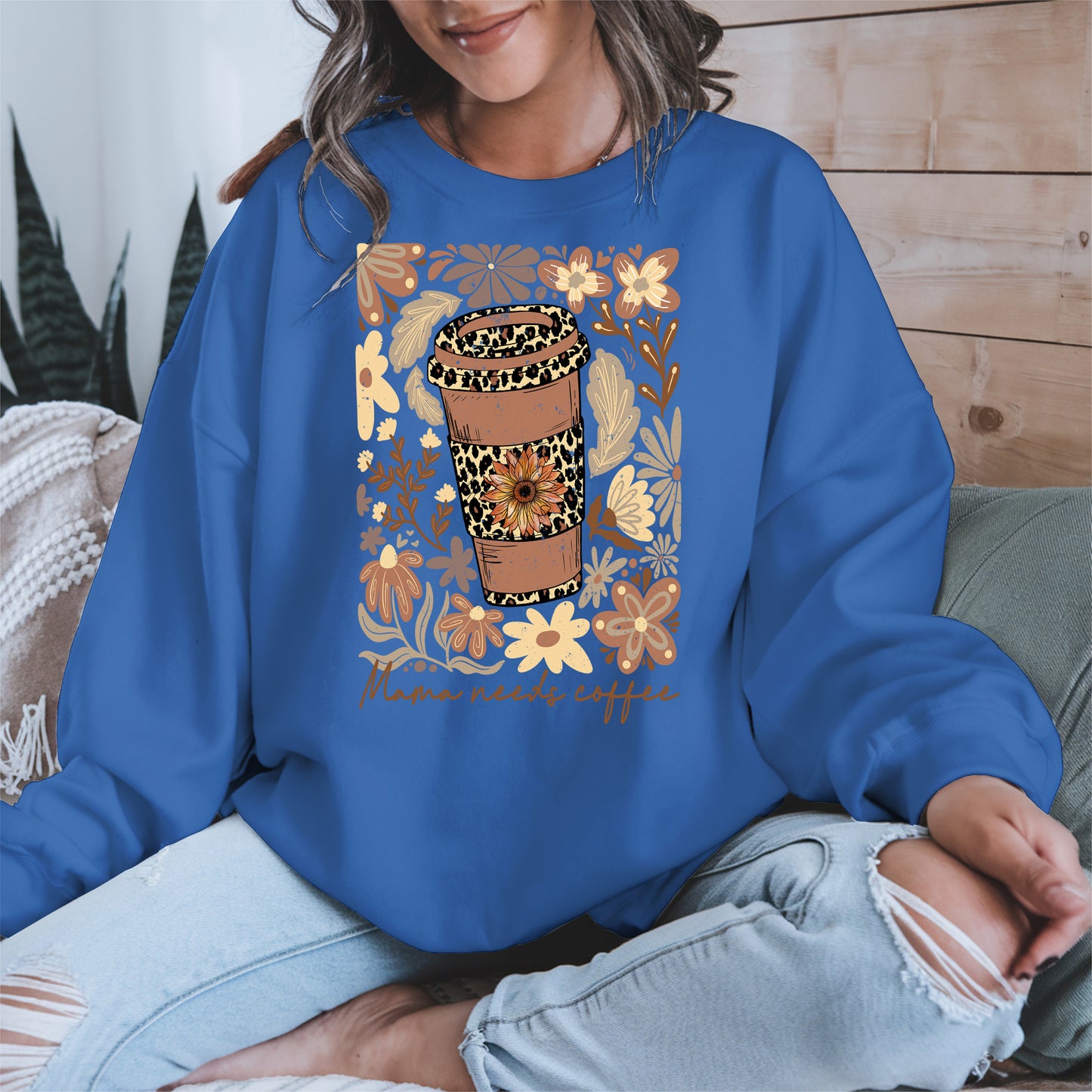 Leopard Print Floral Coffee Cup Mom Shirt