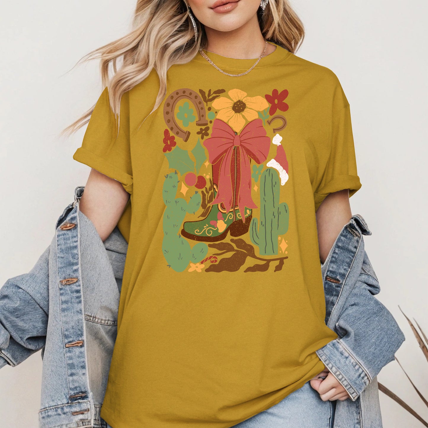 Western Christmas Cowboy Boot Shirt Hoodie
