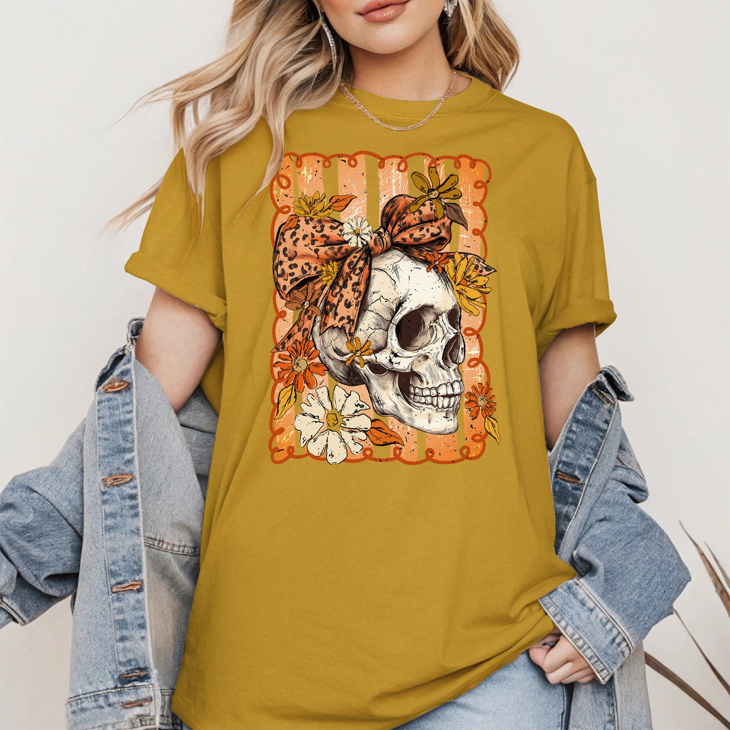 Skull Fall Bow halloween shirt