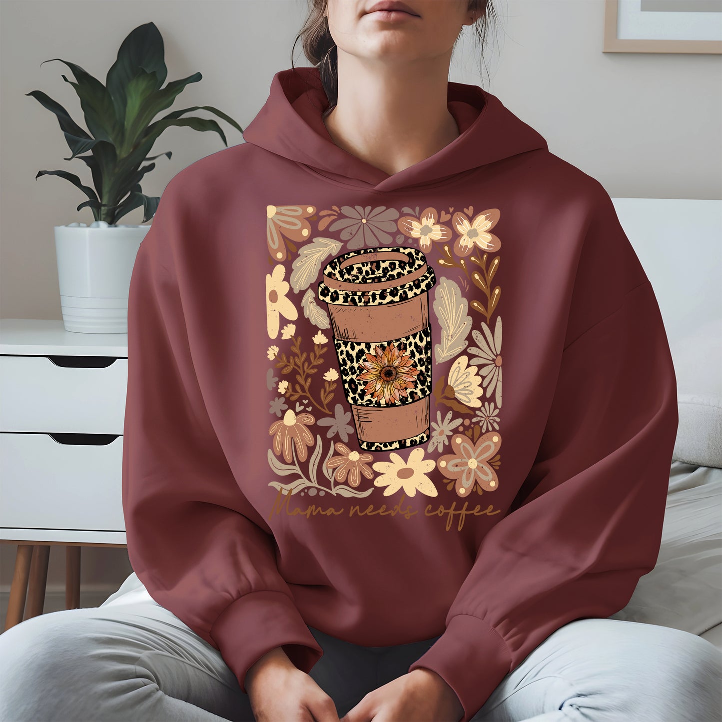 Leopard Print Floral Coffee Cup Mom Shirt