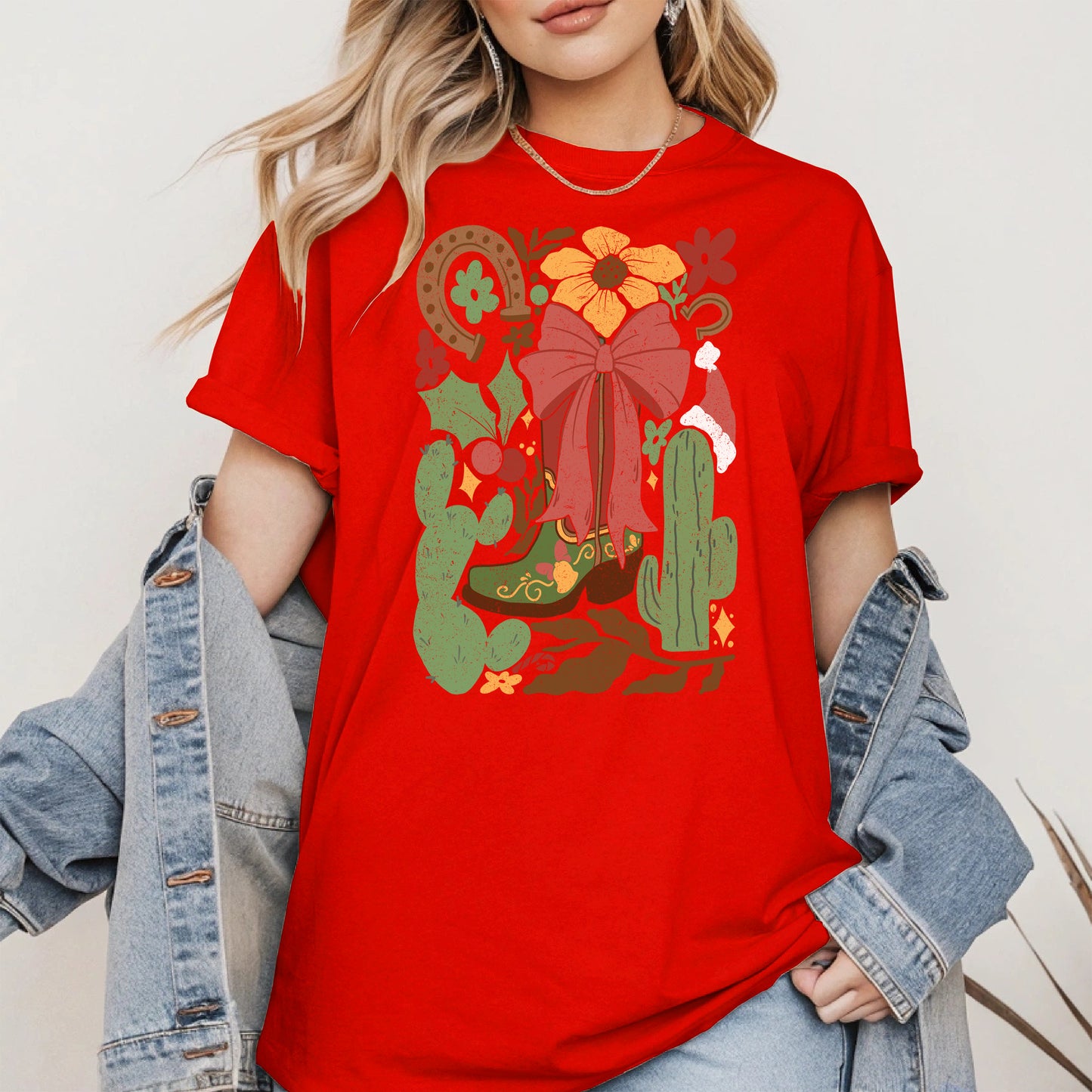 Western Christmas Cowboy Boot Shirt Hoodie