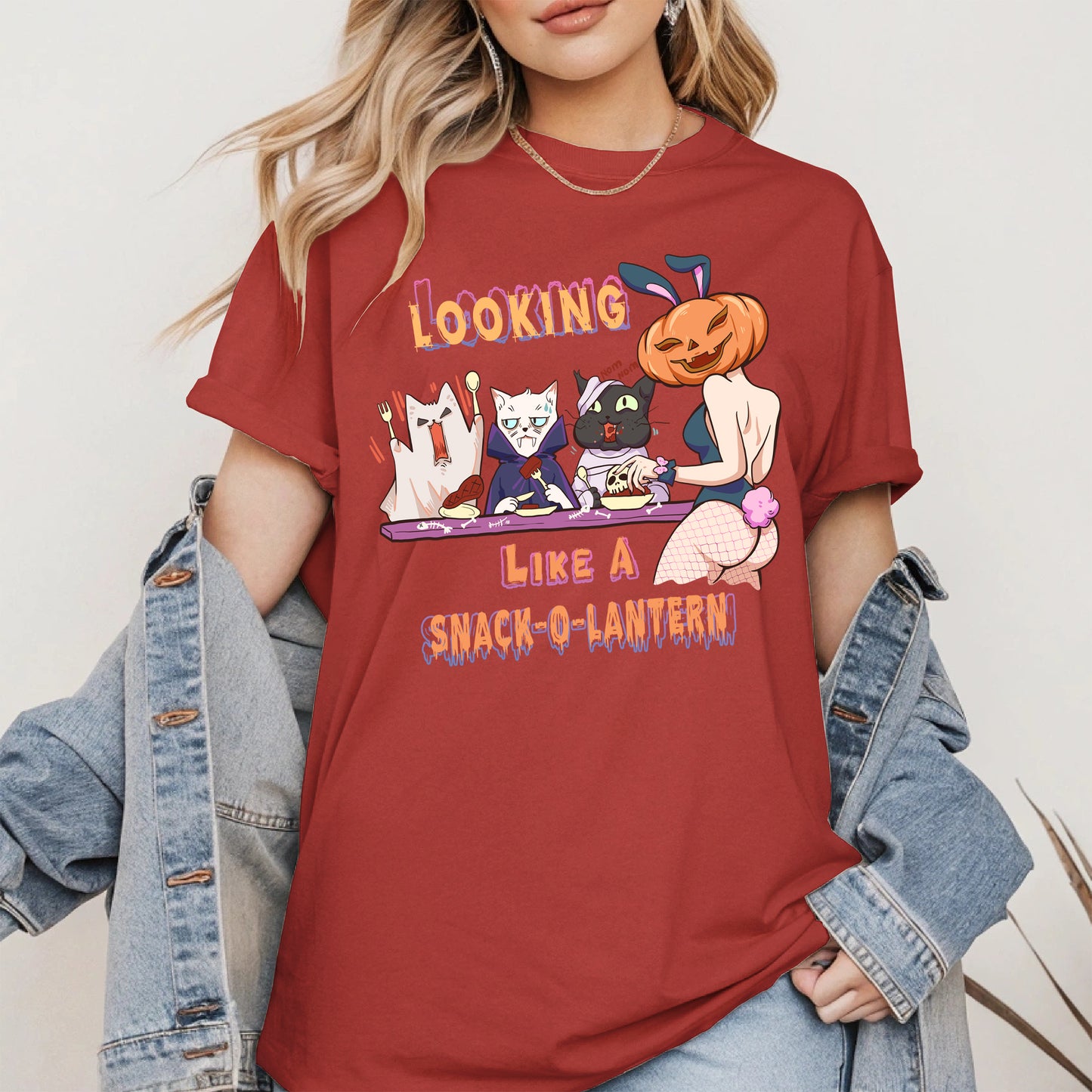 Snack-O-Lantern Halloween Cat Tee