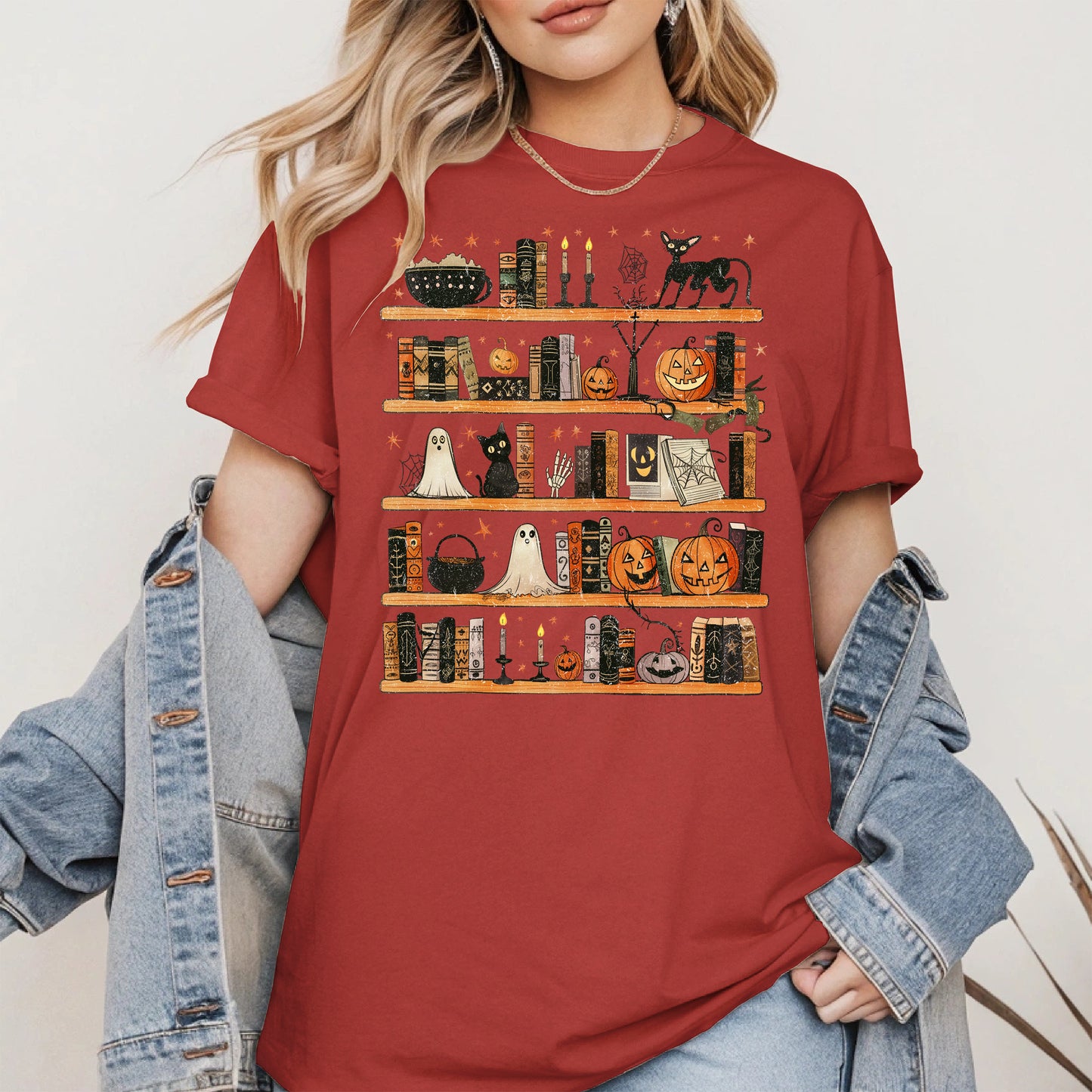 Haunted Bookshelf Halloween Shirt