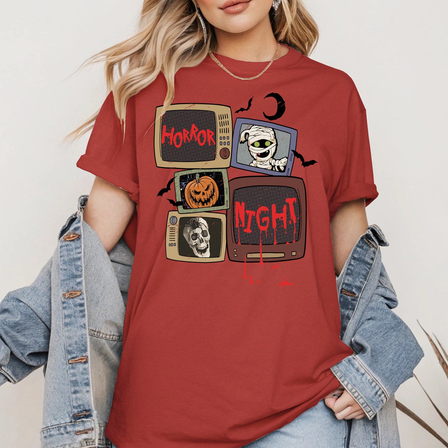 Horror Night Retro TV Halloween Shirt