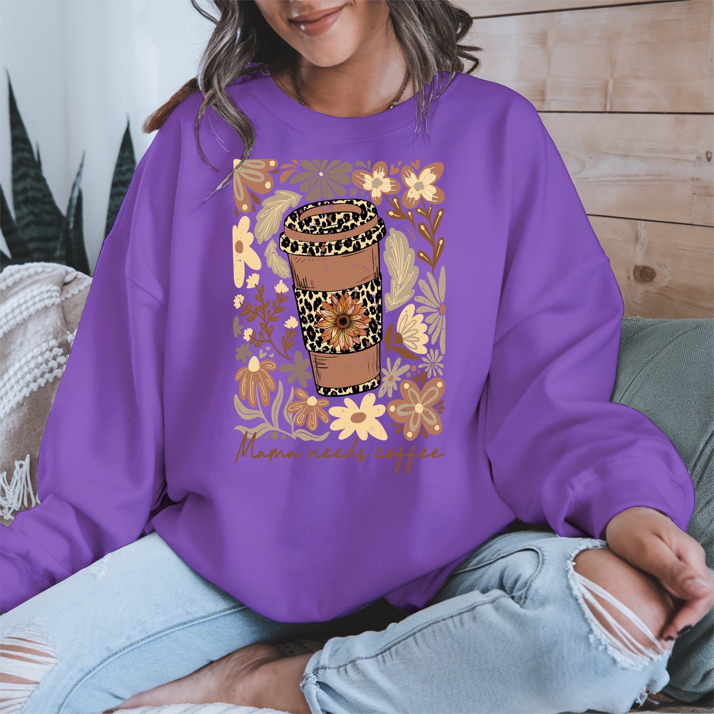 Leopard Print Floral Coffee Cup Mom Shirt