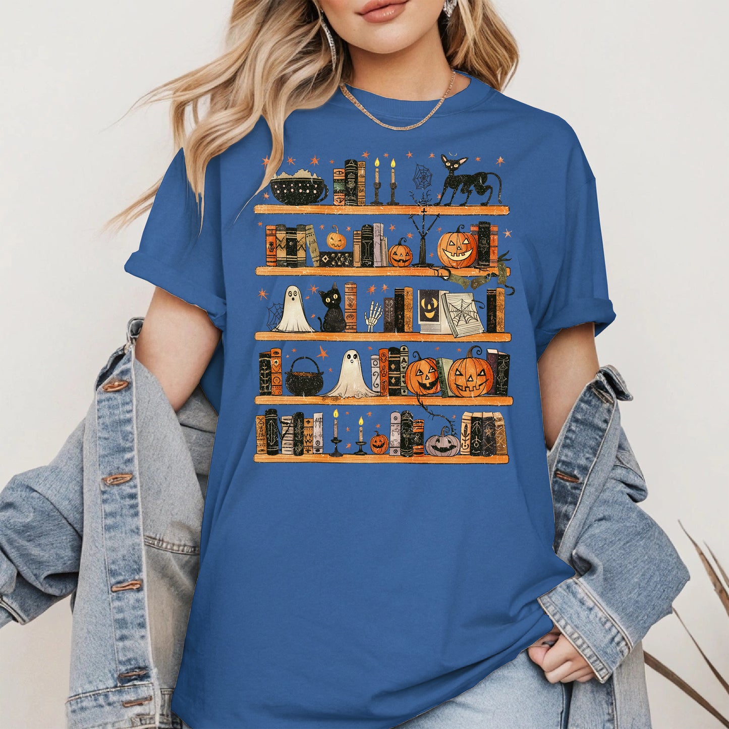 Haunted Bookshelf Halloween Shirt