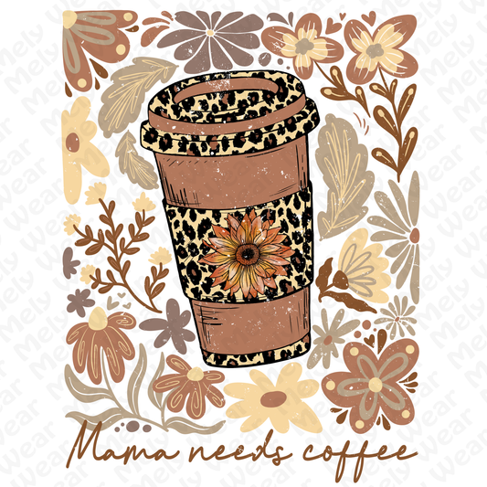 Leopard Print Floral Coffee Cup Mom Shirt