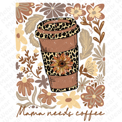 Leopard Print Floral Coffee Cup Mom Shirt